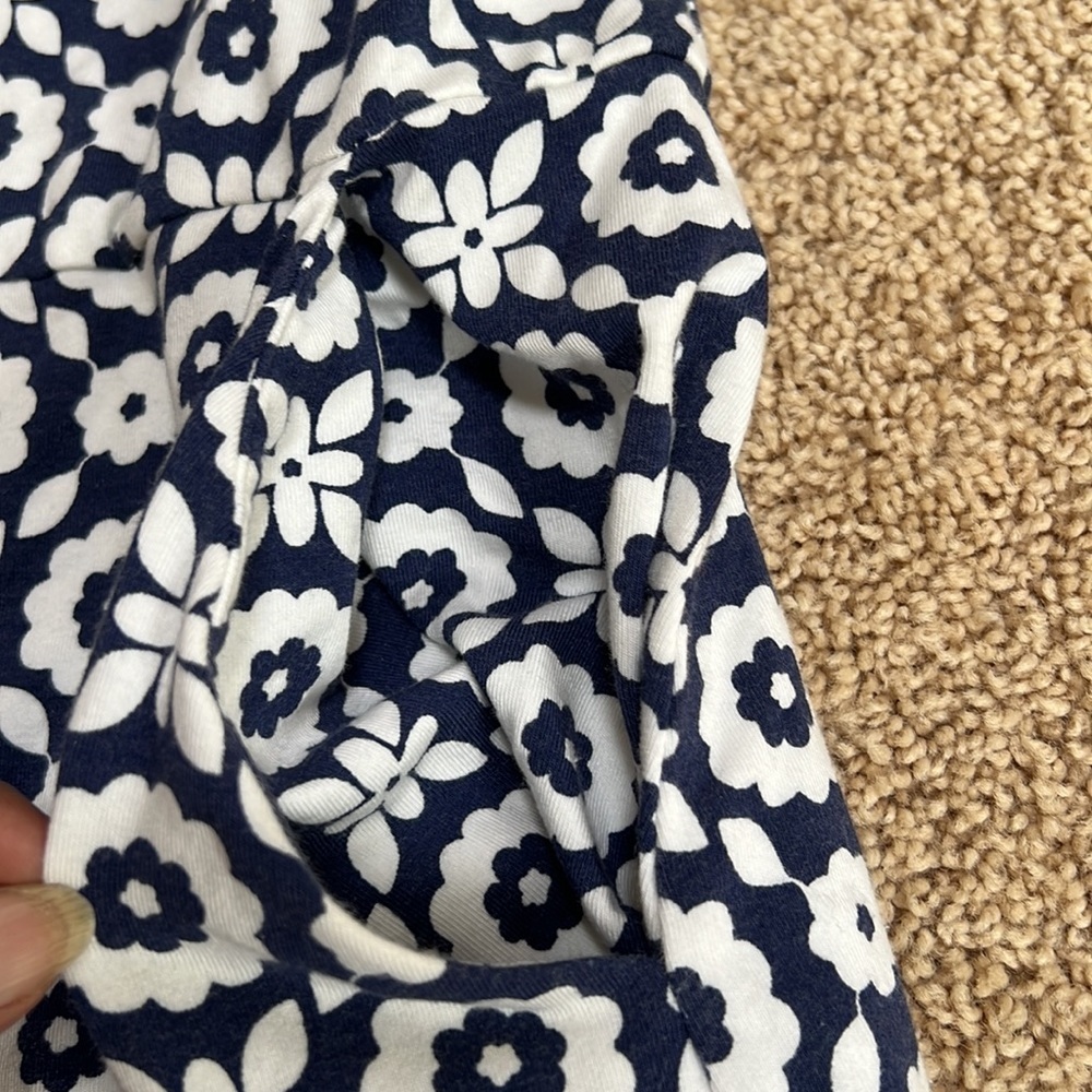 BODEN Size 8L navy with white combo printed midi dress with pockets - Picture 9 of 10